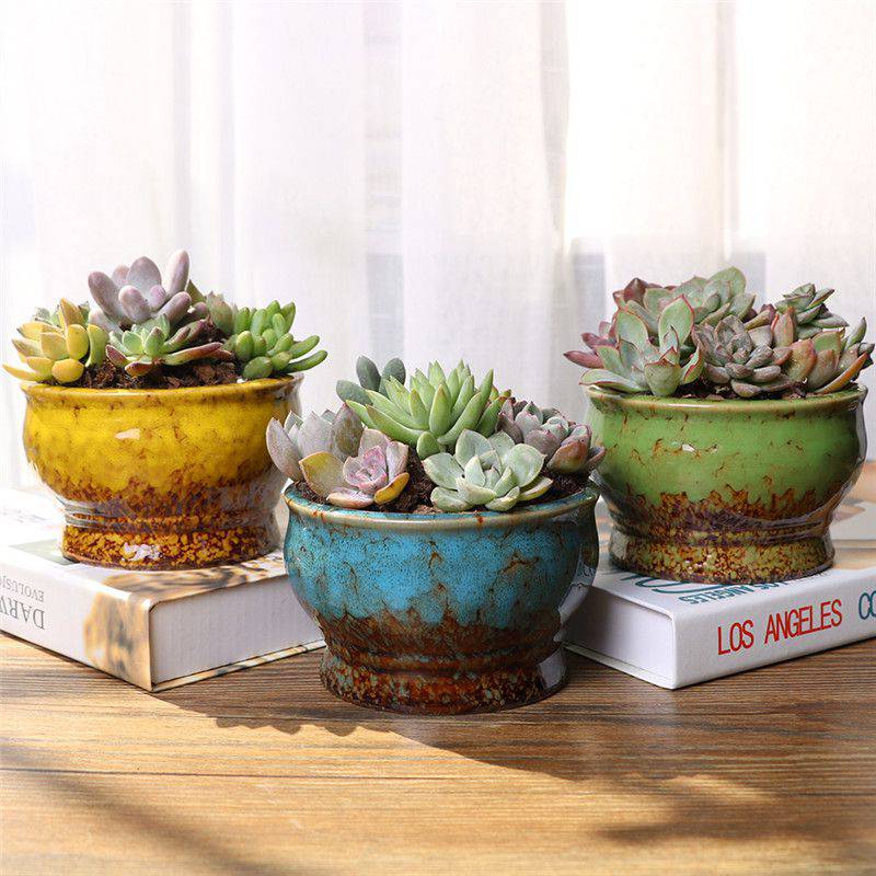 4 Inch Colorful Glazed Succulent Pots Set